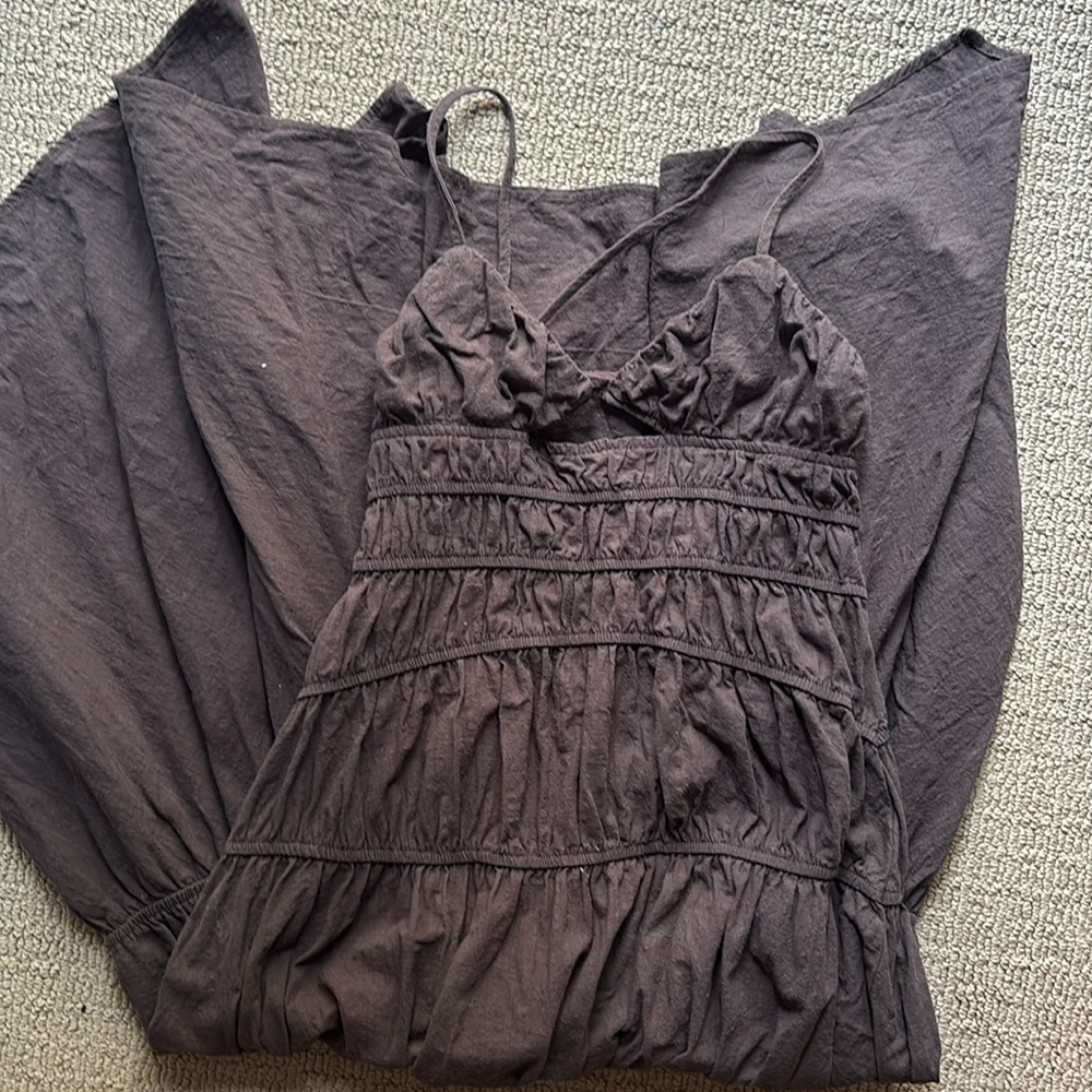 Chic Asymmetrical Brown Dress - Picture 3 of 6